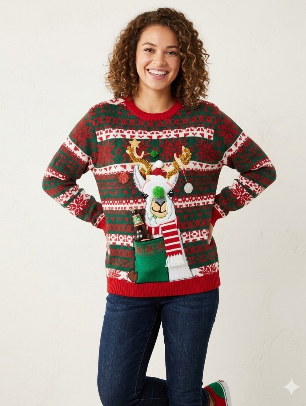 33 Degrees Llama Christmas Sweater Sz XL